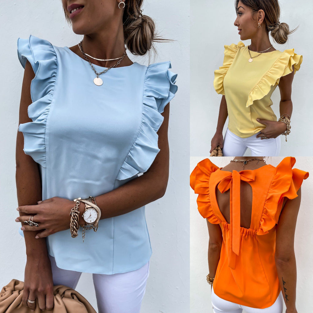 Camiseta de tirantes lisa para mujer con cuello redondo y sin mangas