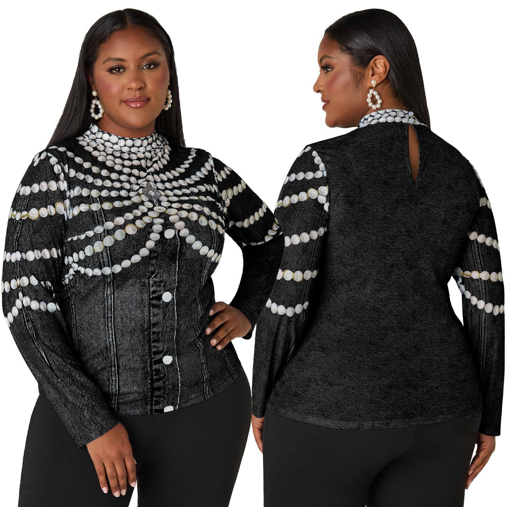 txt
Top casual de otoño nuevo para mujer, talla grande, con estampado