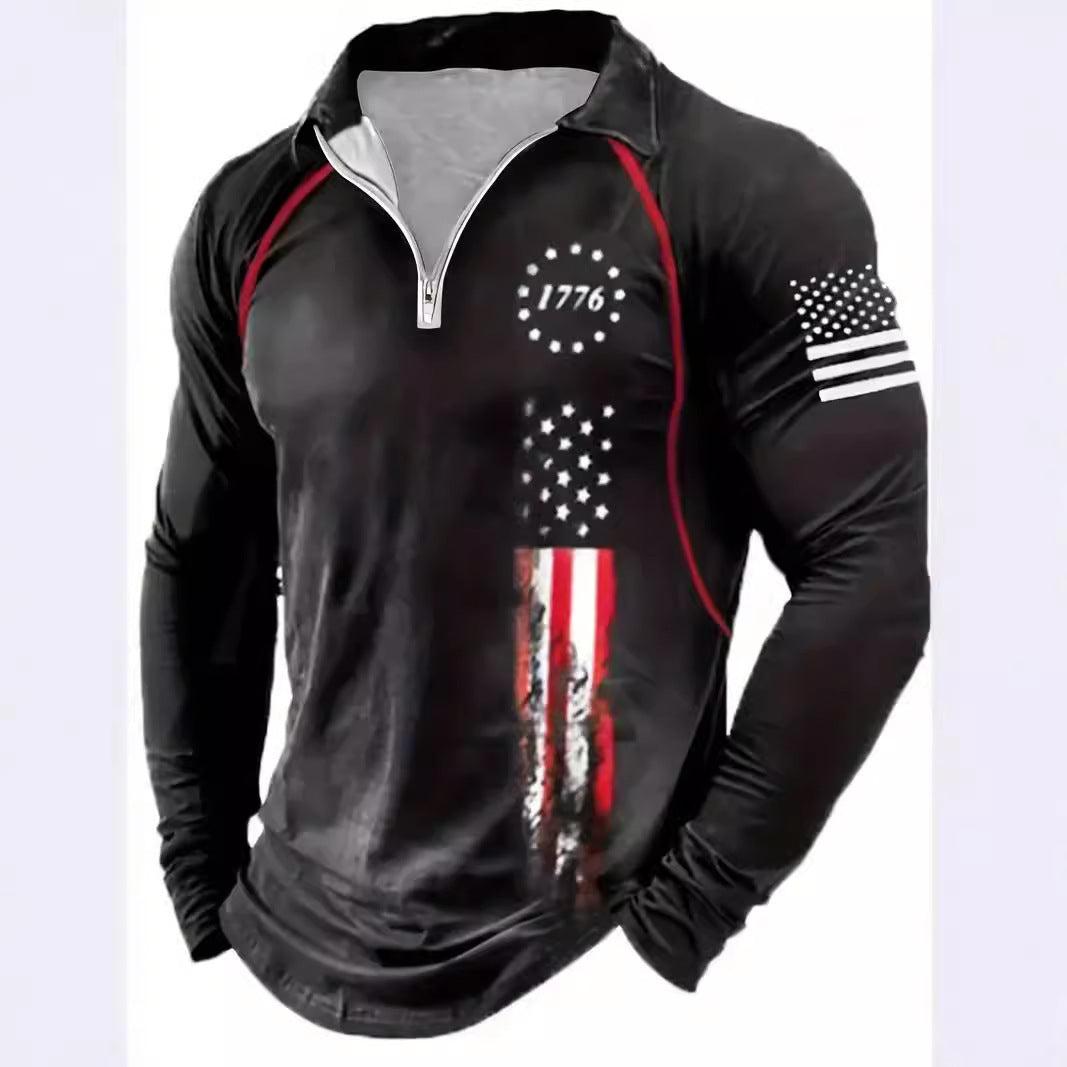 Polo deportivo de manga larga con cremallera para hombre