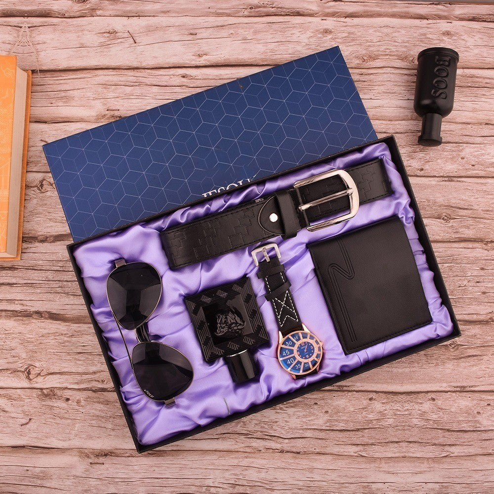 Herrpresentset med Klocka, Solglasögon, Plånbok, Parfym och Bälte