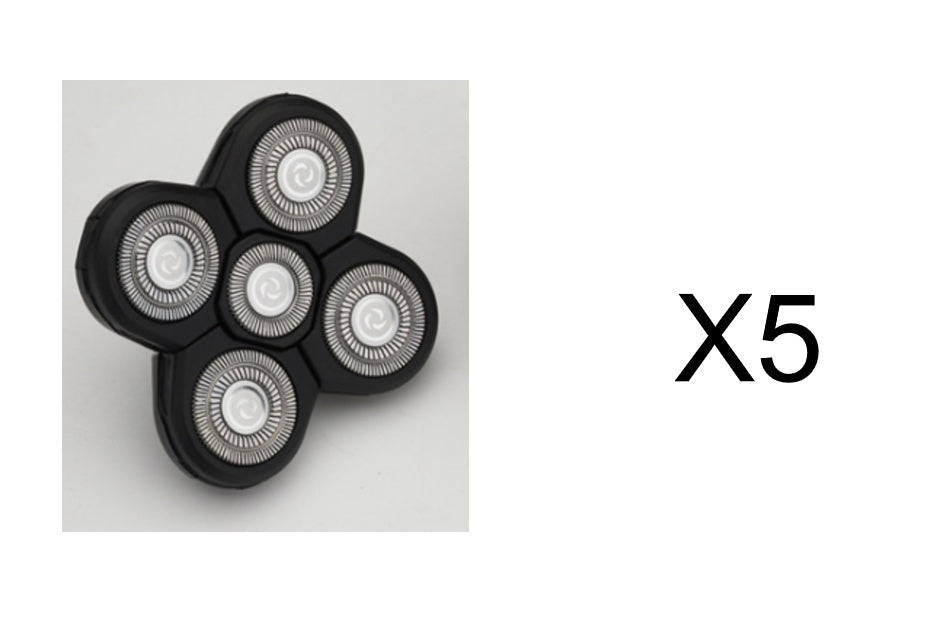 5 i 1 multifunktionell elektrisk rakapparat med 5 blad för män, rakat huvud, uppladdningsbar rakmaskin, skägg-, näs- och hårtrimmer