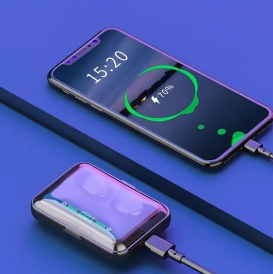 Multifunktionellt Bluetooth-headset Binaural rörelse Powerbank Telefonstöd