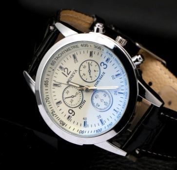 Herrklocka med färgskimrande glas och tre sub-dial detaljer