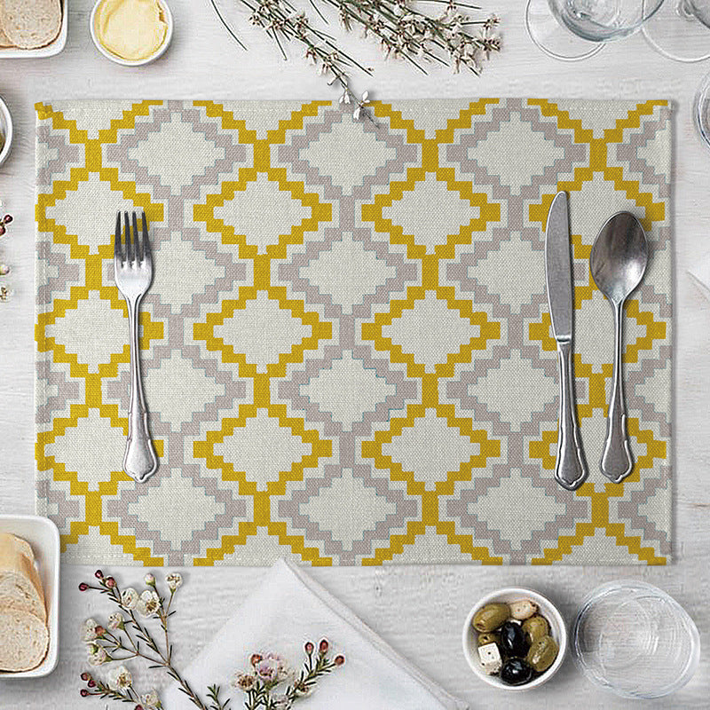 Geometric Pattern Dining Table Placemat Kitchen Supplies