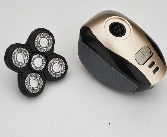 5 i 1 multifunktionell elektrisk rakapparat med 5 blad för män, rakat huvud, uppladdningsbar rakmaskin, skägg-, näs- och hårtrimmer