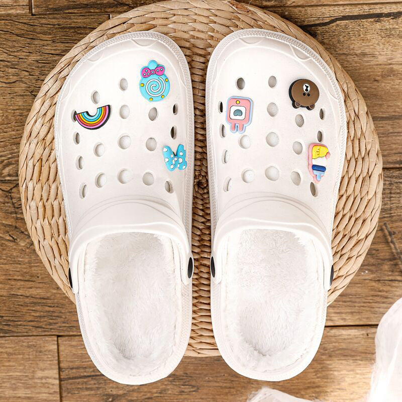Zapatillas de algodón polar para mujer, cálidas y cómodas