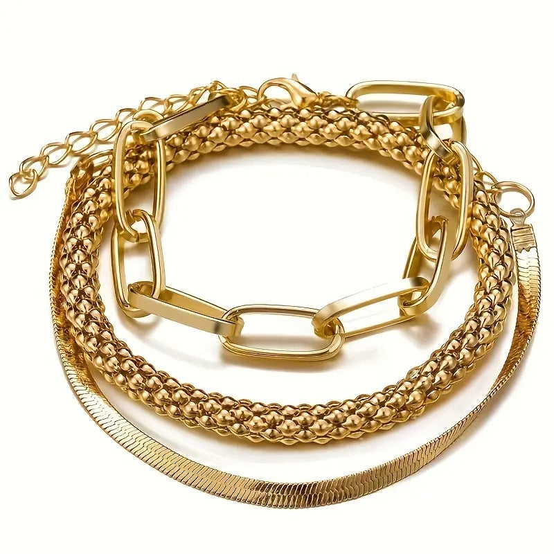 Snake Bone Chain Multi-layer Bracelet Creative Retro 3-piece Set