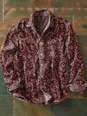 Nueva camisa retro de manga larga para hombre