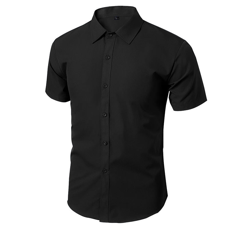 Camisa de traje casual versátil de color liso para hombre