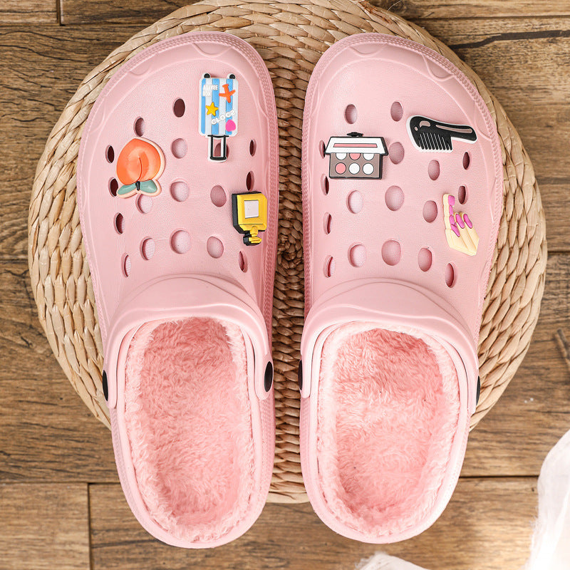 Zapatillas de algodón polar para mujer, cálidas y cómodas