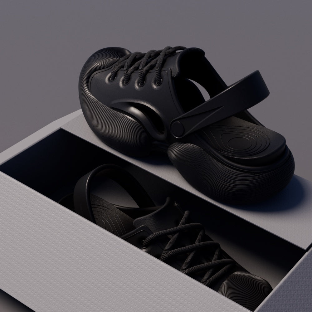 Geschlossene Outdoor-Slipper für den Sommer, Plateausohle, höhenverlängernd, rutschfest, trendige Lochschuhe für Damen und Herren
