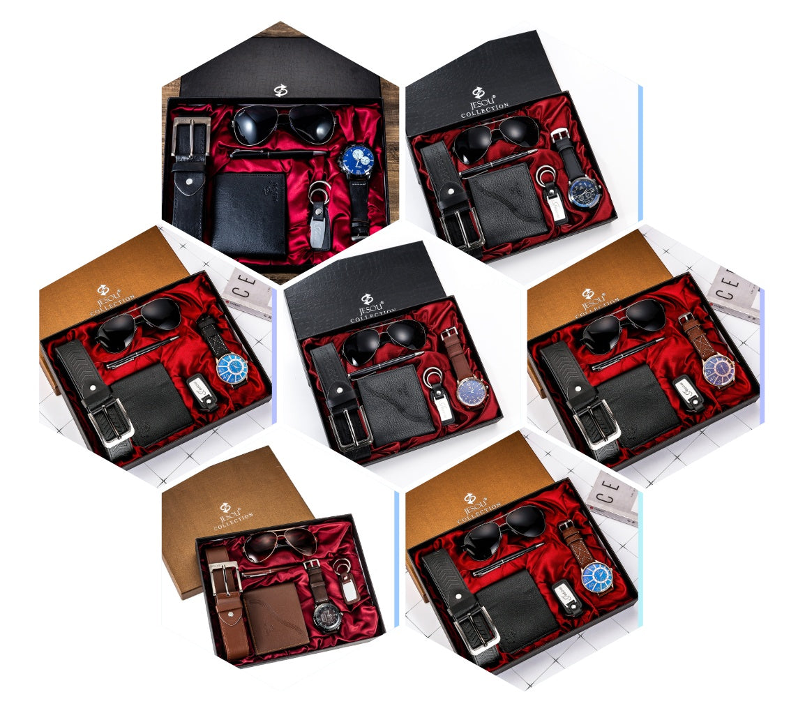 Presentset för män – Snyggt Förpackat Klocka, Bälte och Plånbok