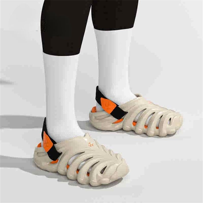 Geschlossene Outdoor-Slipper für den Sommer, Plateausohle, höhenverlängernd, rutschfest, trendige Lochschuhe für Damen und Herren