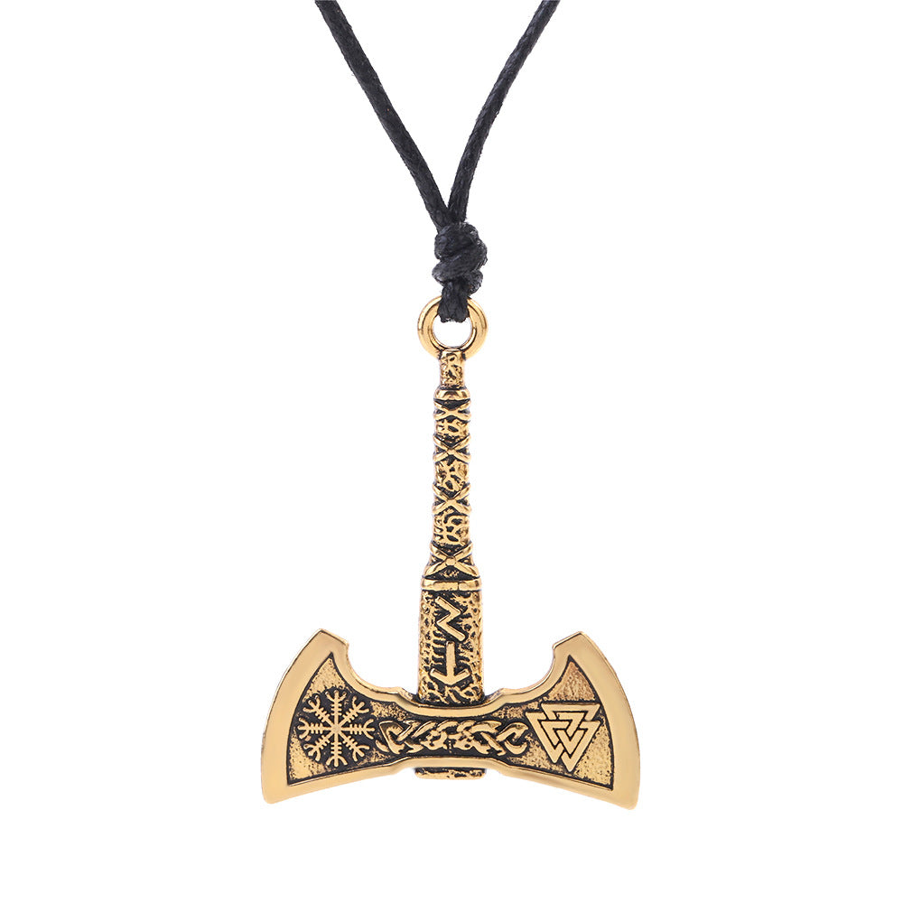 Retro Nordic Viking Odin Symbol Axe Pendant Men's Domineering Necklace