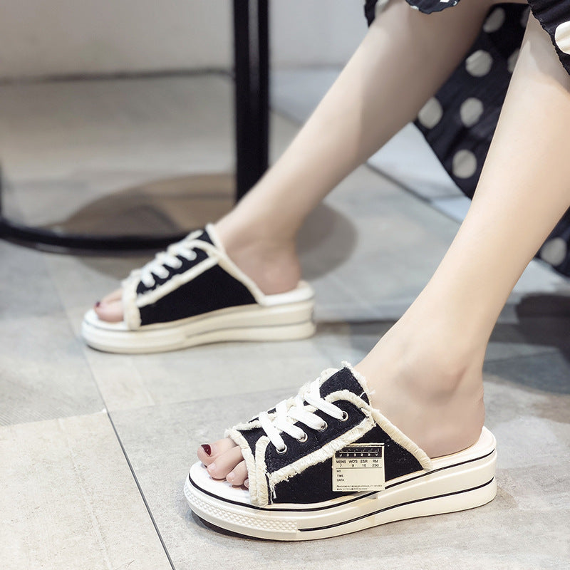Lazy casual high cloth slippers