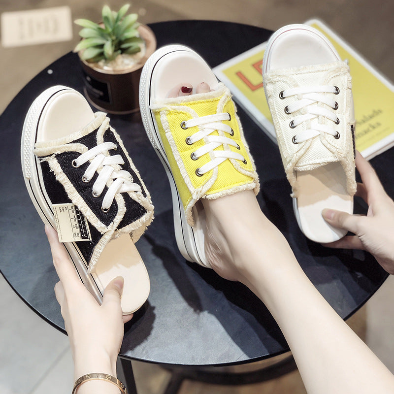 Lazy casual high cloth slippers