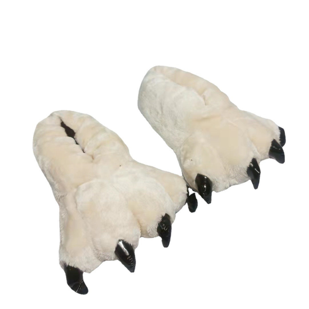 Zapatillas de algodón con pata de dinosaurio, pareja de dibujos animados, talón cubierto, cálidas