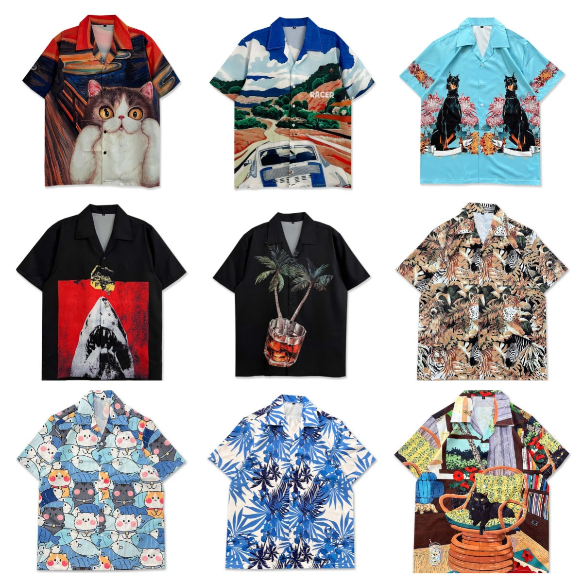 Camisa estampada con estilo vintage retro de dibujos animados