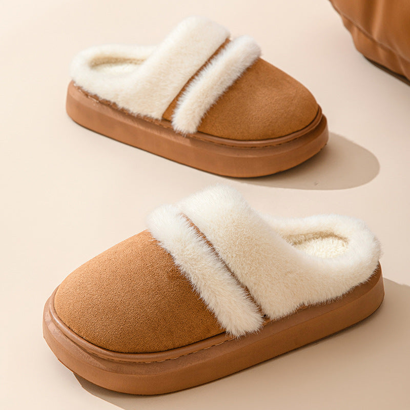 Pantuflas de algodón para mujer con suela gruesa antideslizantes para interior
