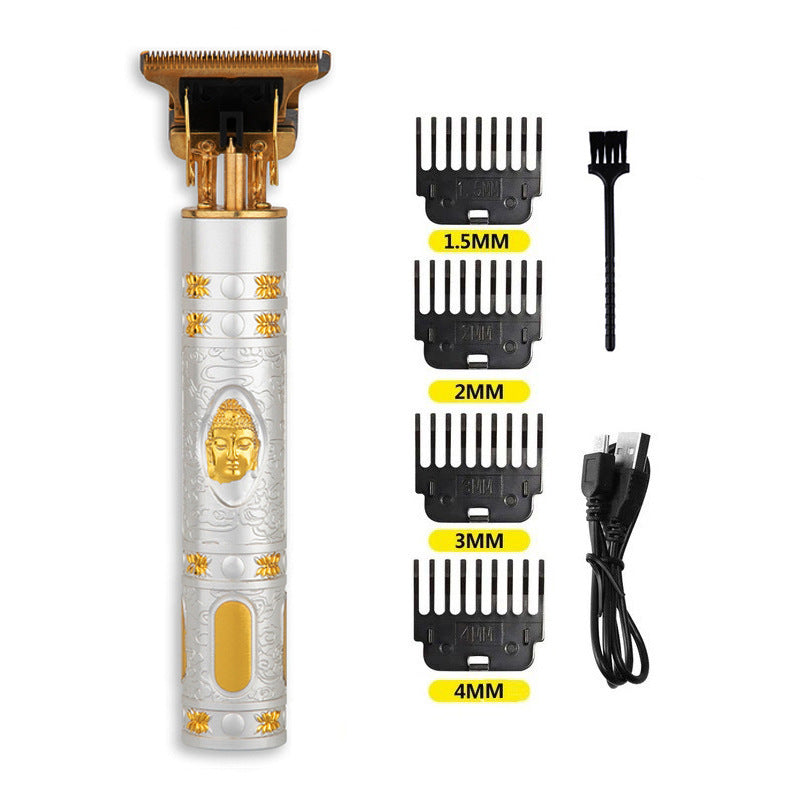 Trim Elektrisk Metall Hårklippningskniv Buddha Huvud Drake Och Phoenix