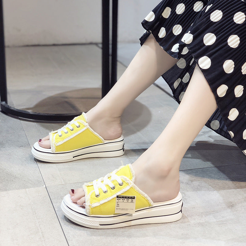 Lazy casual high cloth slippers