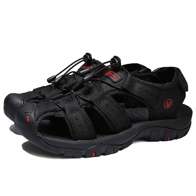 Outdoor-Herrensportsandalen aus Leder in großen Größen
