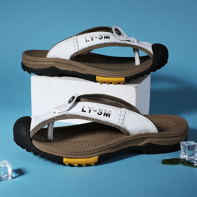 Lässige Lederslipper für Herren, Sommersandalen für Strand, Outdoor und Sport, Größe 45, Flip-Flops zum Klettern und Waten