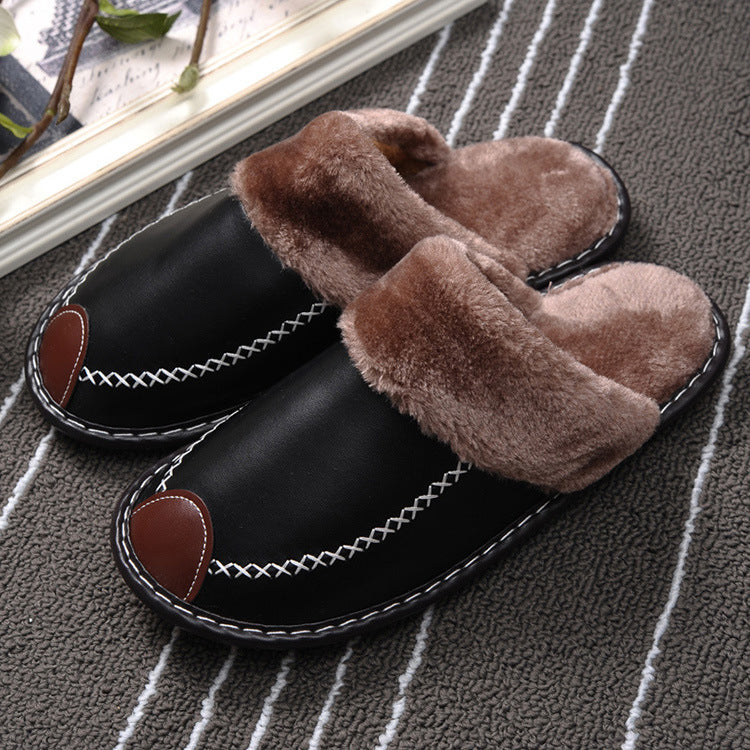 Pantuflas de lana cálidas para interior, con suela gruesa