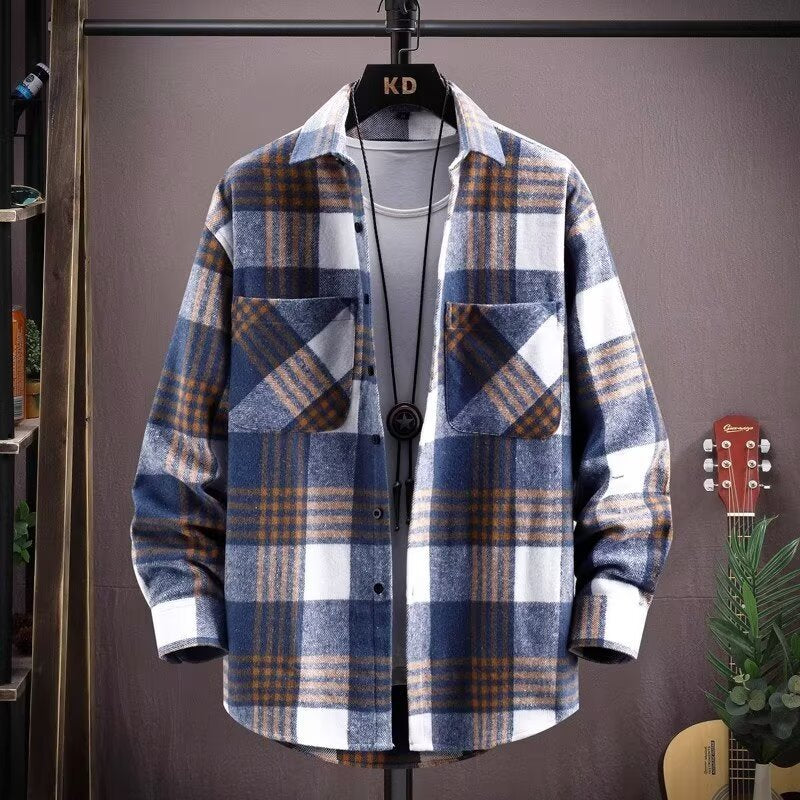 Camisa abrigo con solapas elegante para hombre