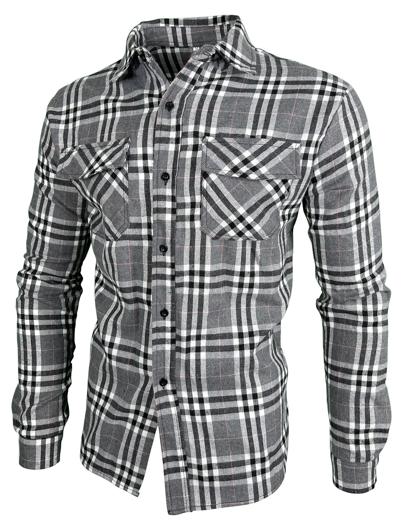 Camisa moderna de manga larga con cuello solapa y cuadros