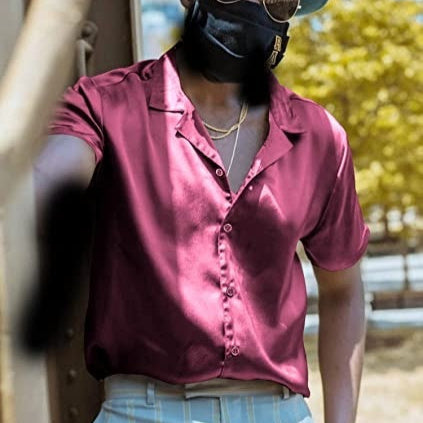Camisa casual de manga corta para hombre, estilo disco