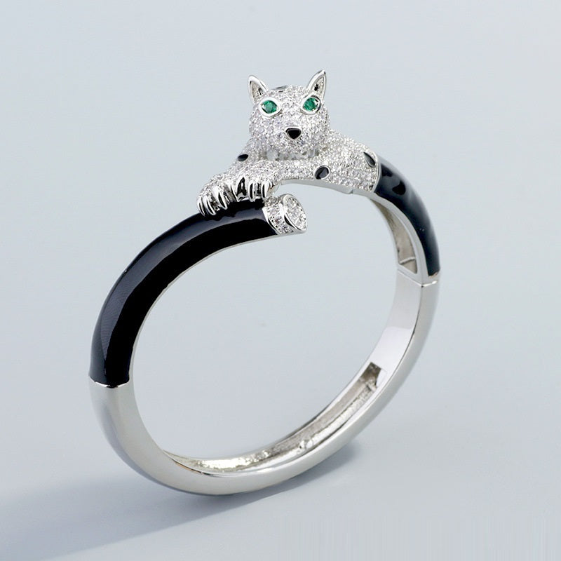 Crouching Green Eye Micro Set Zircon Gelarmband