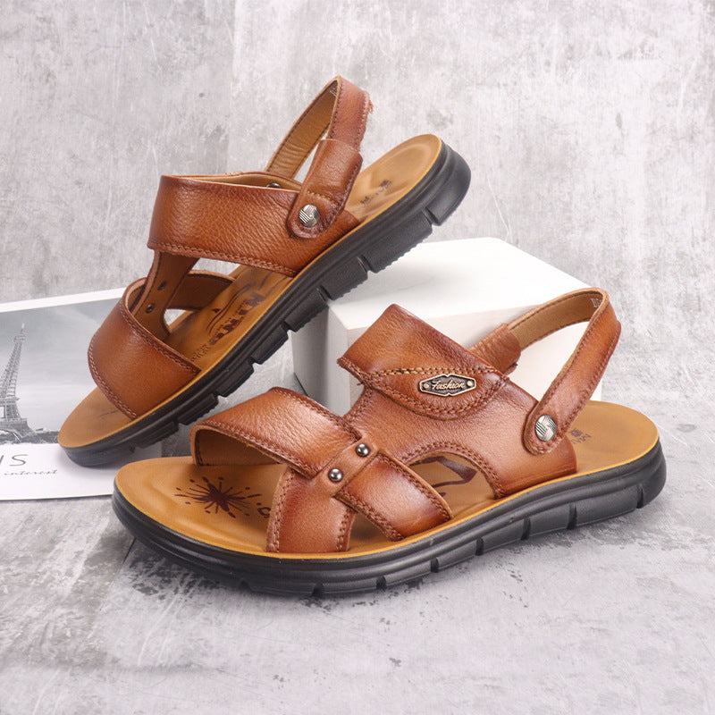 Zapatos de playa para hombre de piel de vacuno de primera capa, nuevo estilo de verano