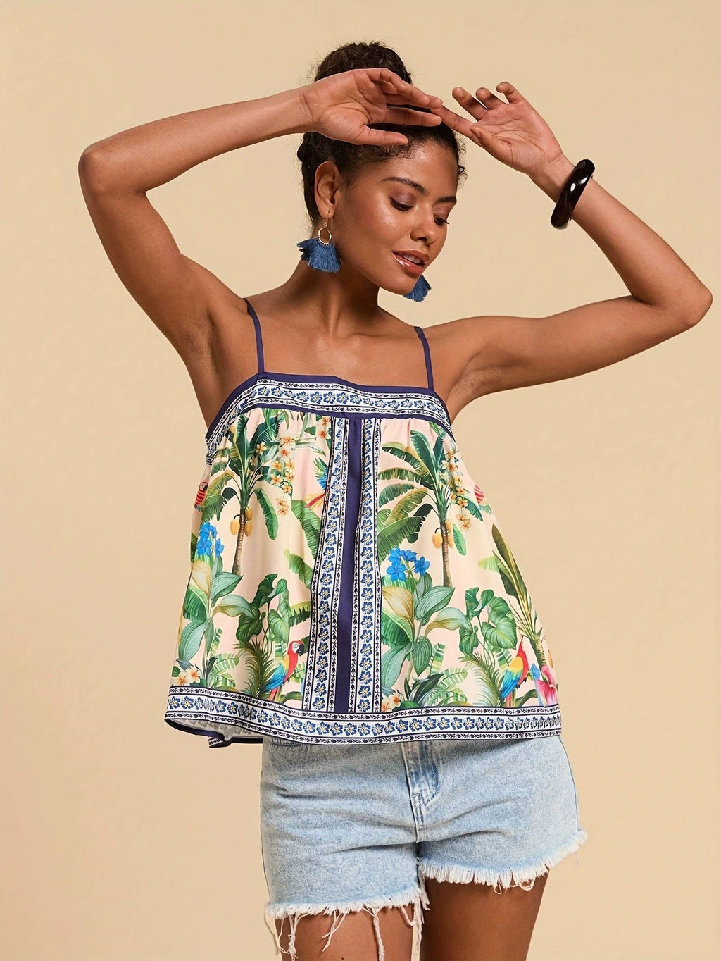 Camisole imprimée chic coupe ample décontractée pour femme