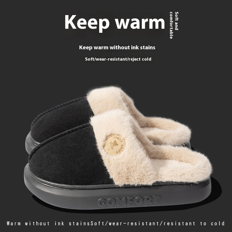 Nuevas pantuflas de felpa para mujer y hombre, cálidas para invierno, para casa, zapatos de interior de forro polar con suela gruesa
