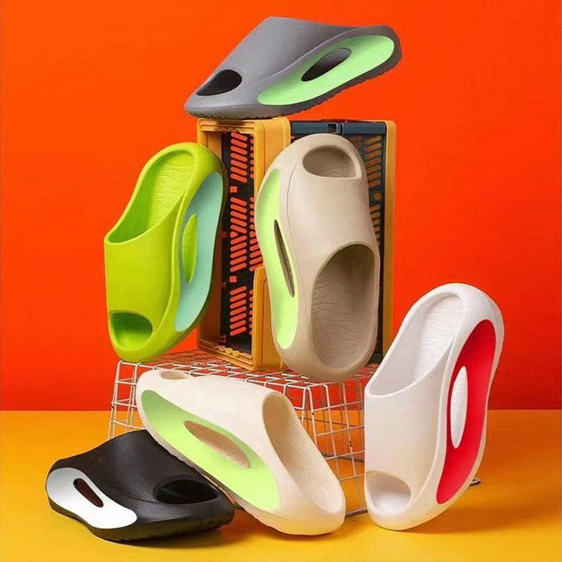 Ins Slipper Damen Herren Peeptoe Hausschuhe Sommer mit Lochmuster, Unisex, Sport- und Strandschuhe