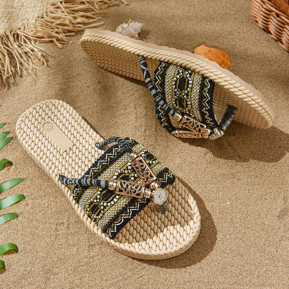 Chanclas Cómodas de Estilo Étnico para Playa y Verano