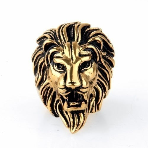 Personality Punk Lion Head Ring Men
