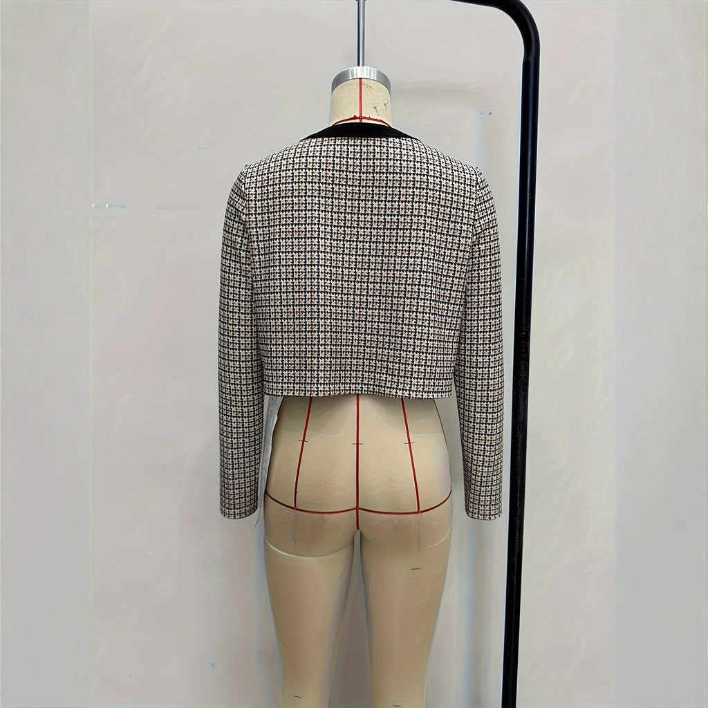 Naisten Pitkähiha-Takki Pyöreällä Kaula-aukolla, Metallinapeilla ja Painokuvioitu