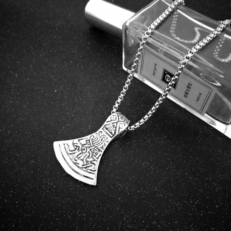 Nordic Viking Warrior Pendant Alloy Axe Necklace