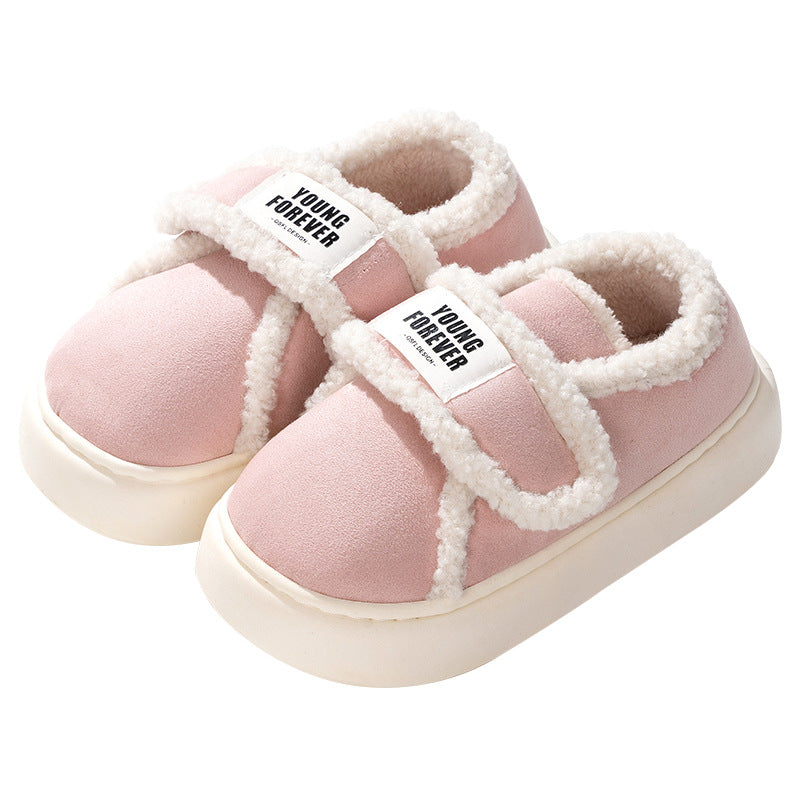 Pantuflas de algodón para mujer con talón cubierto, para otoño e invierno, antideslizantes, cálidas y forradas de felpa, para uso en interiores y hogar