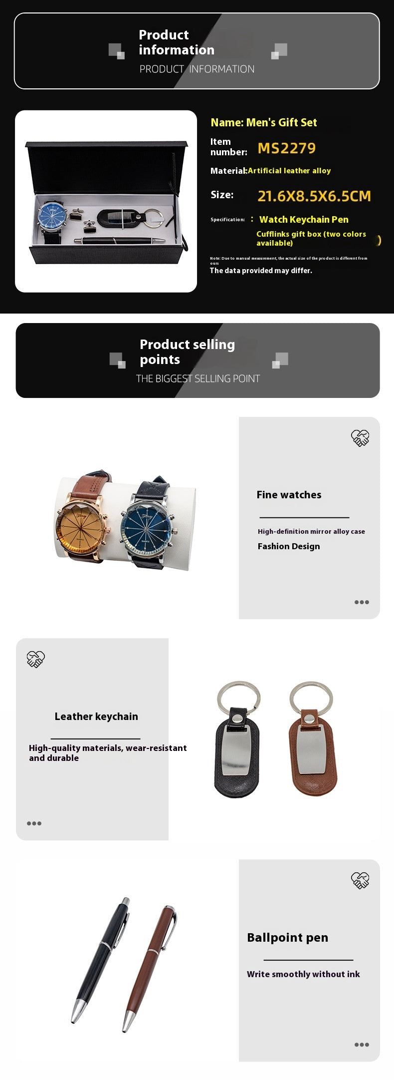 Detta fyrdelade presentset för män kombinerar modern och enkel design med praktiska accessoarer som passar både vardag och arbete.