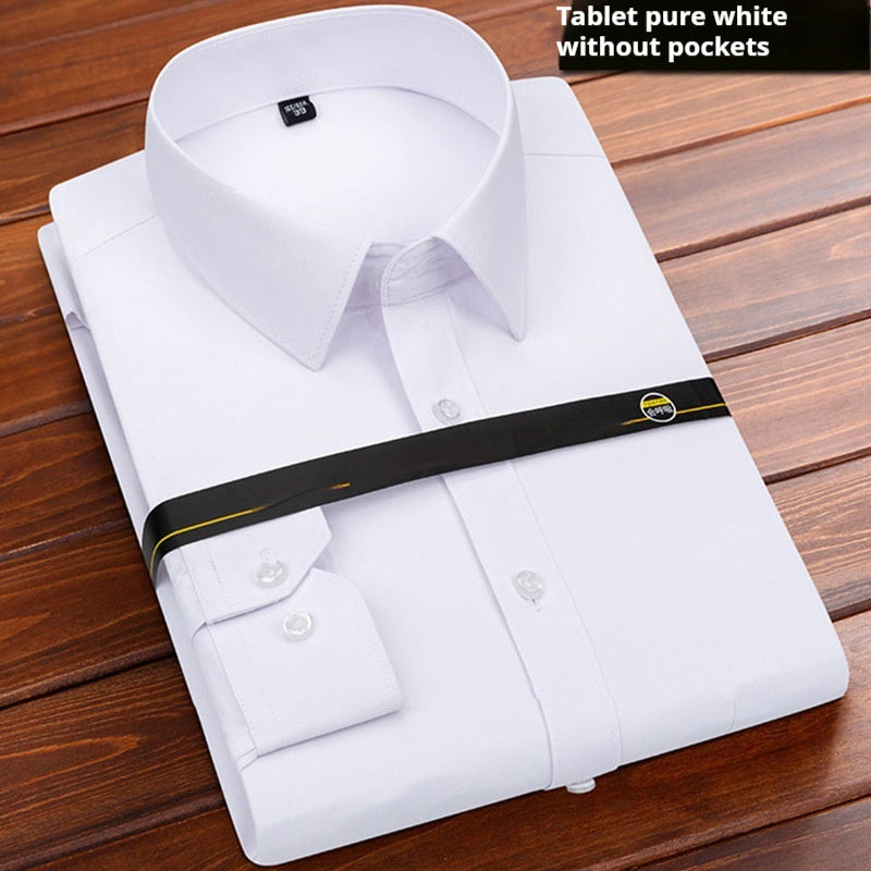 Camisa De Negocios Lisa De Hombre, Holgada Y Sin Planchado