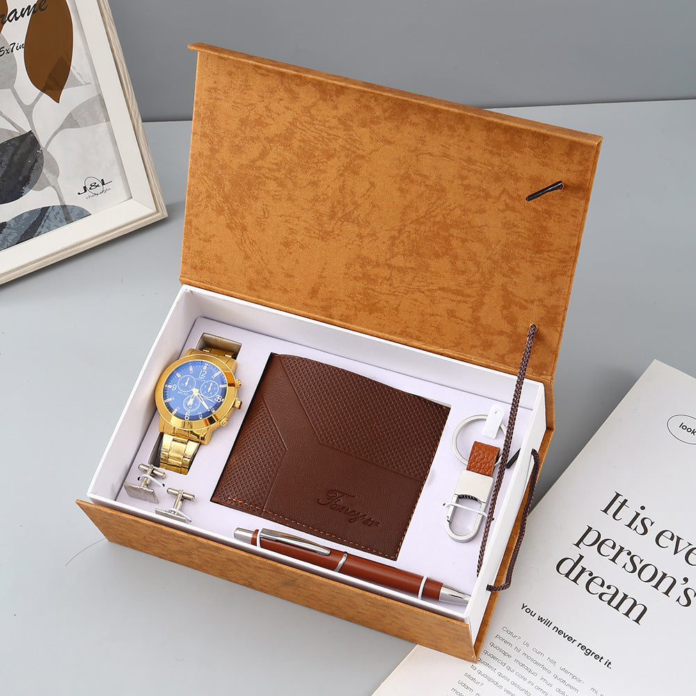 Detta affärsmässiga presentset för män kombinera flera praktiska och stilrena accessoarer i en komplett gåvobox.