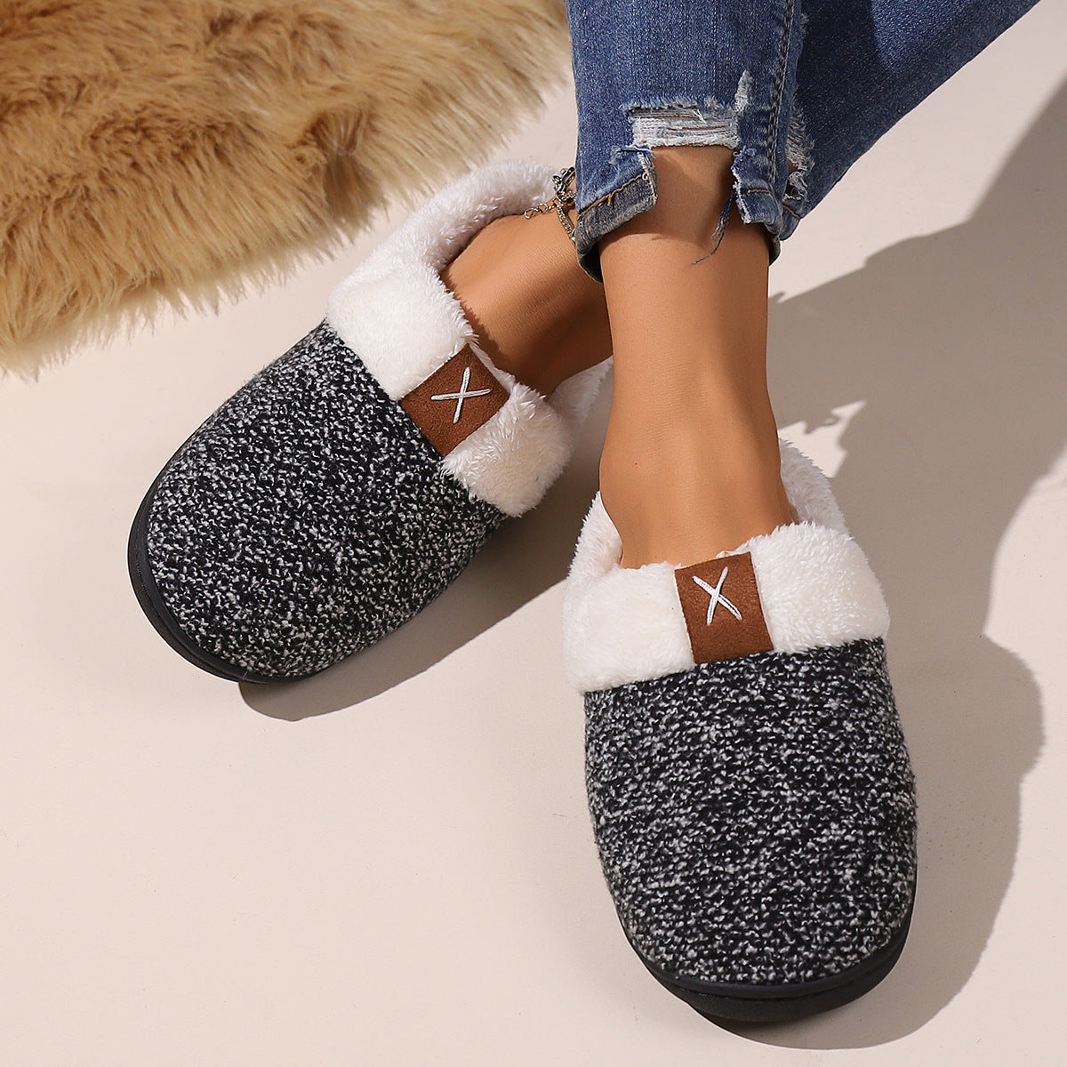 Pantuflas de peluche de invierno, moda, suela gruesa, cálidas, para mujer y hombre, zapatillas de casa para interior y dormitorio