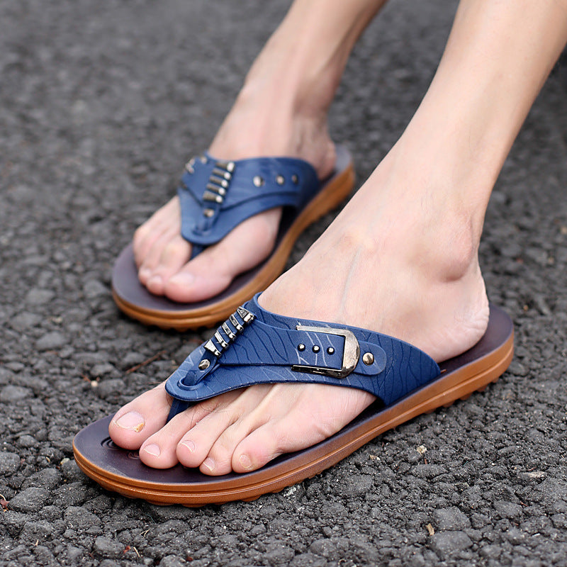 Chanclas planas de playa y sandalias para hombre