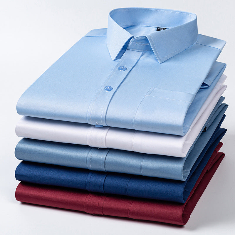 Fashion High-Elastic Ice Silk Men's Short-Sleeve Shirt