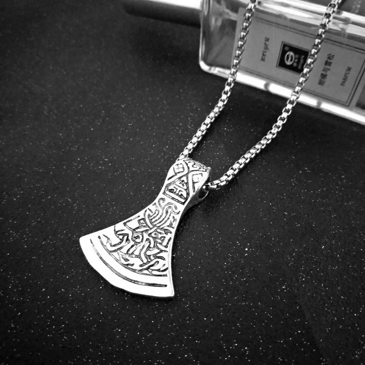 Nordic Viking Warrior Pendant Alloy Axe Necklace