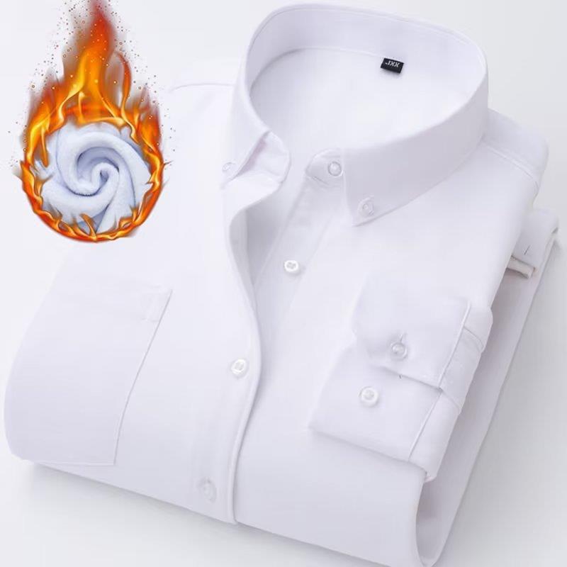 Camisa Oxford informal de franela, manga larga, cepillada, gruesa y cálida con forro polar