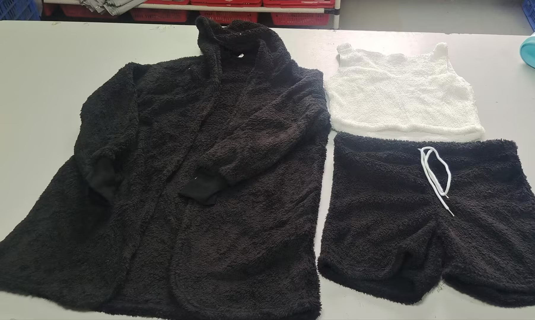 3-pack damkläder pyjamasset med långärmad topp och dragsko i shorts